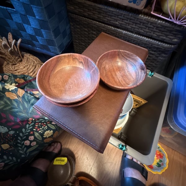 Handmade Wooden Salad Serving Bowls Set of 3 Brown Wood