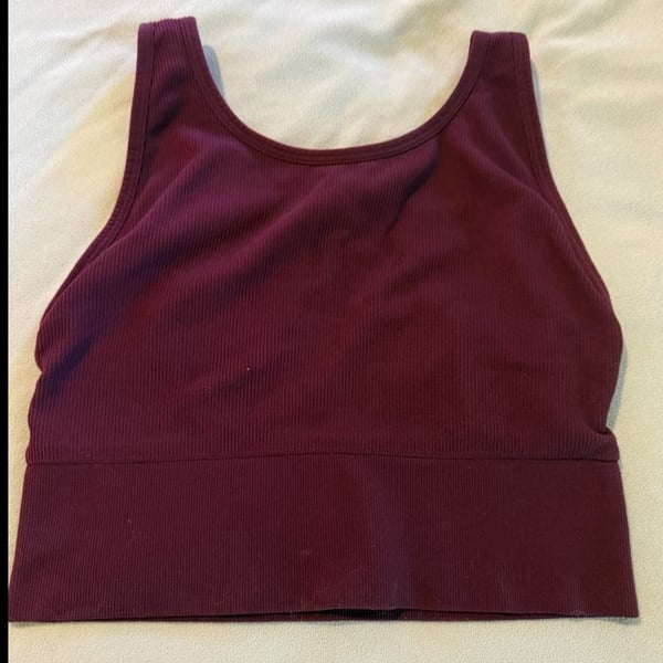 Victoria's Secret Seamless Ribbed Crop Tank Top Size L Burgundy