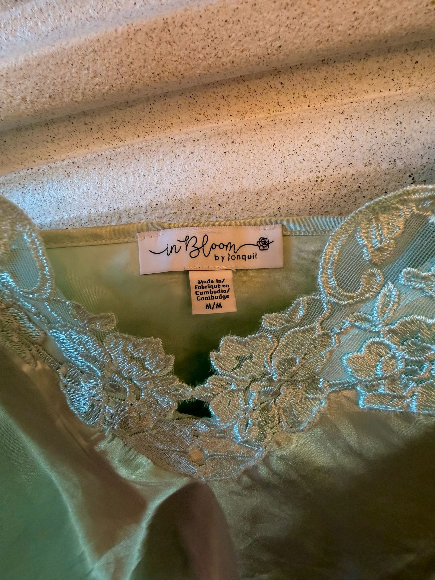 In Bloom by Jonquil Camisole Size M Green Lace Satin 4