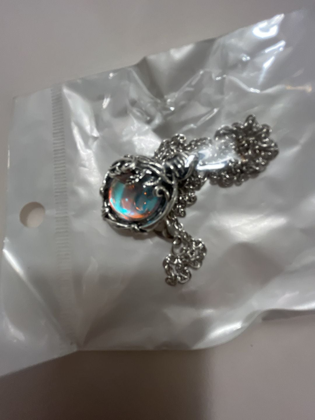 Thorn Vine Moonstone Necklace Iridescent Pendant 7