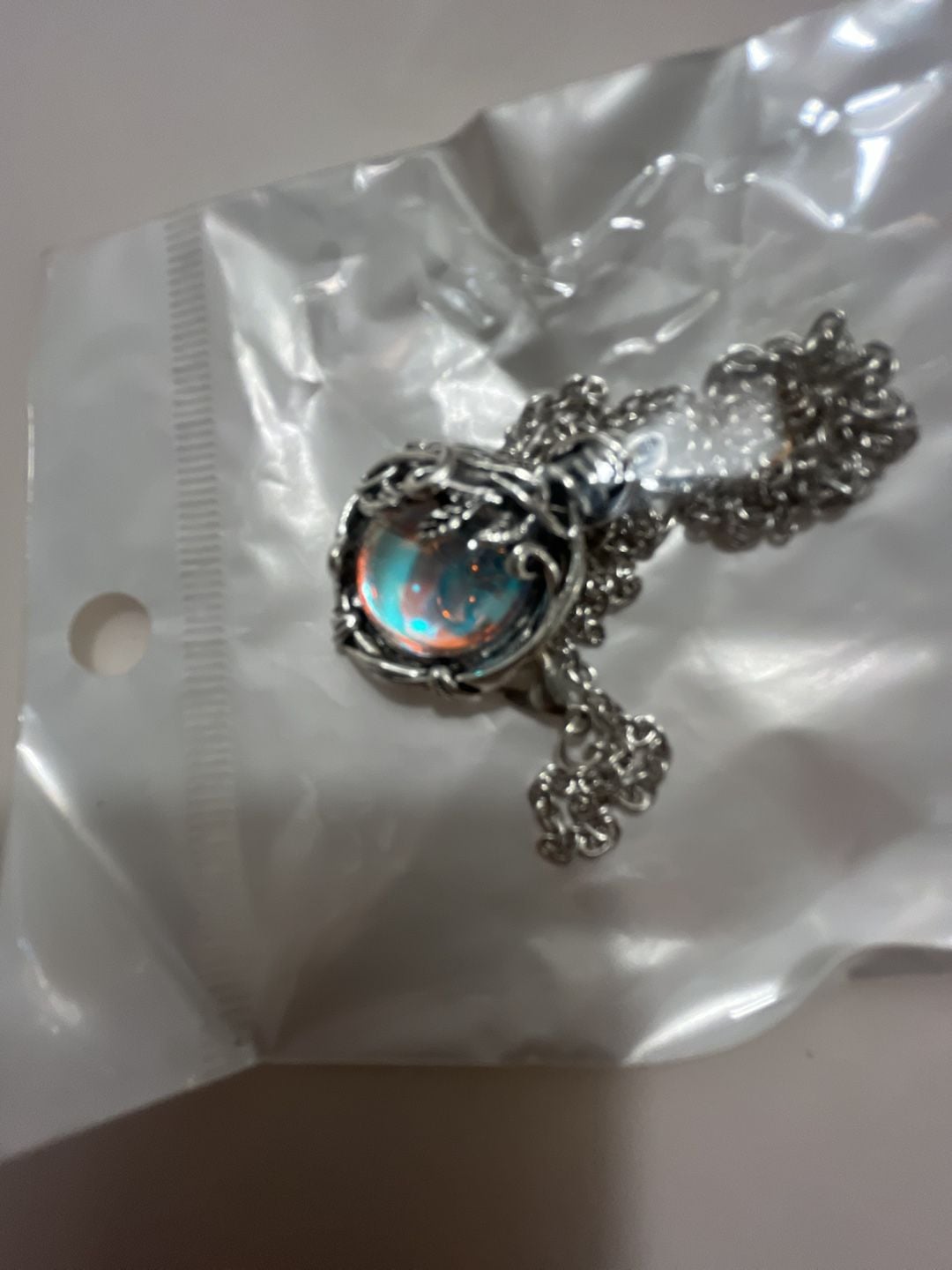 Thorn Vine Moonstone Necklace Iridescent Pendant 8