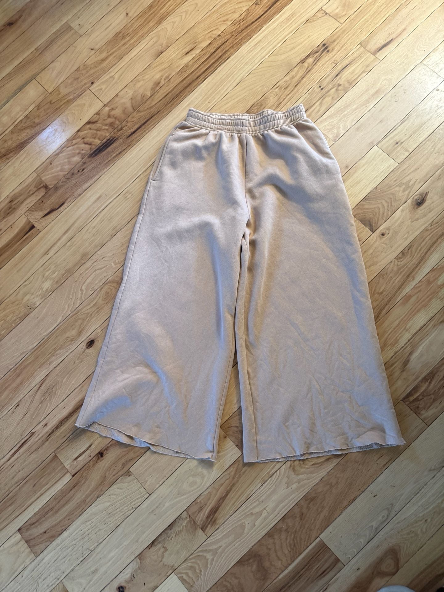 Wild Fable Wide Leg Sweatpants Size M Tan Fleece High Rise Lounge Pants 2