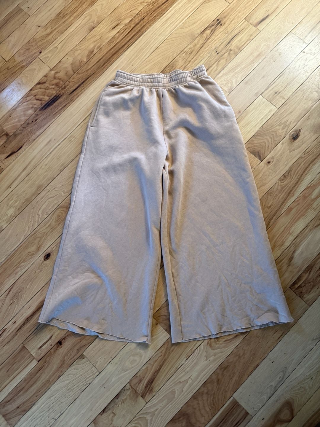 Wild Fable Wide Leg Sweatpants Size M Tan Fleece High Rise Lounge Pants 5