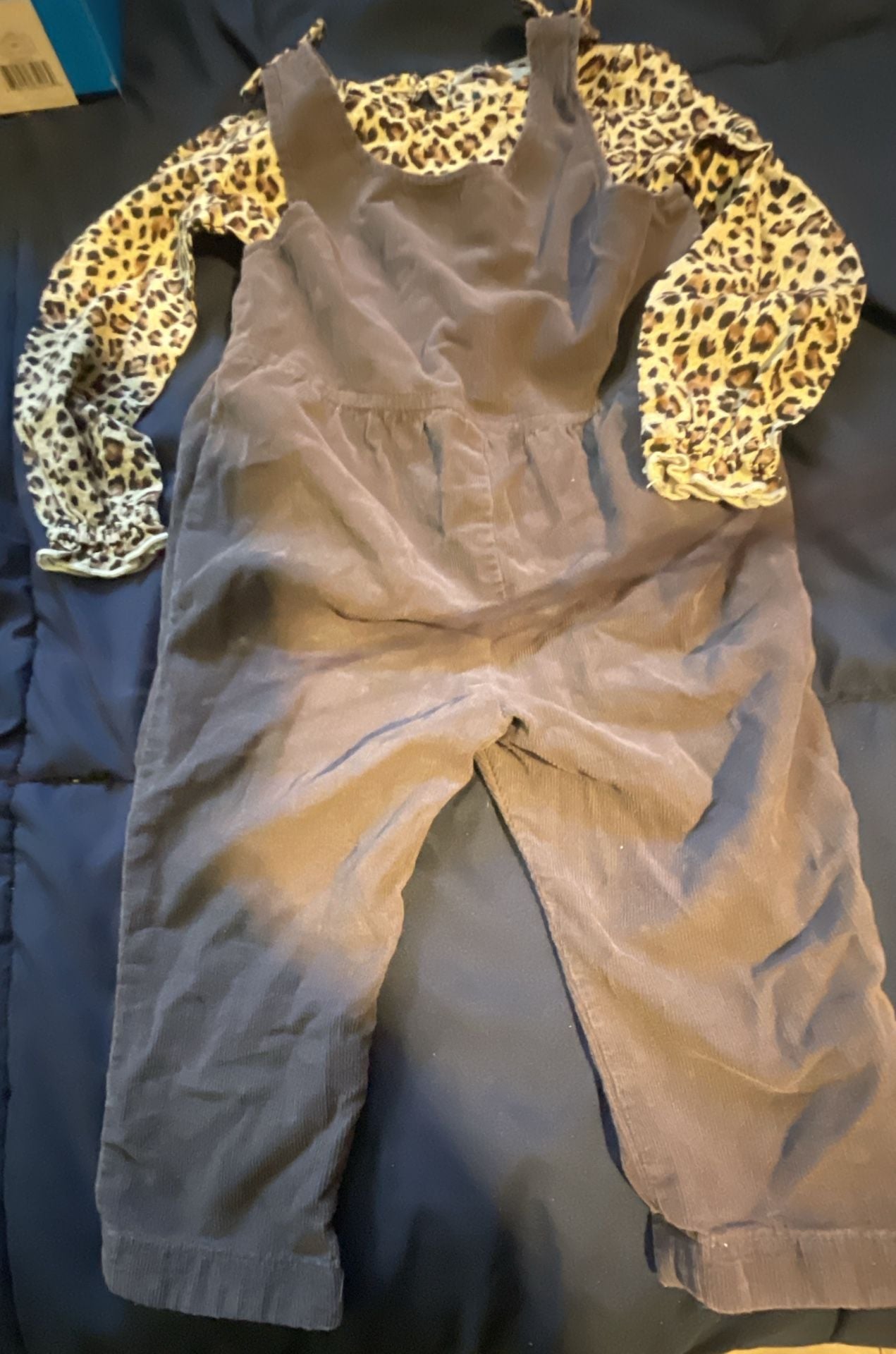 FG4 London Overalls Set Size 1-1.5 Yrs Corduroy Leopard Print Outfit 4