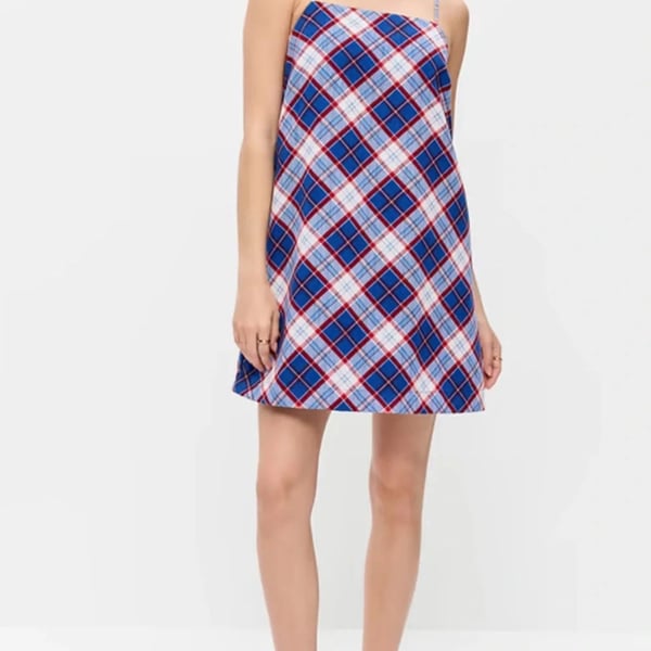 Old Navy Plaid Cami Dress Blue Red White