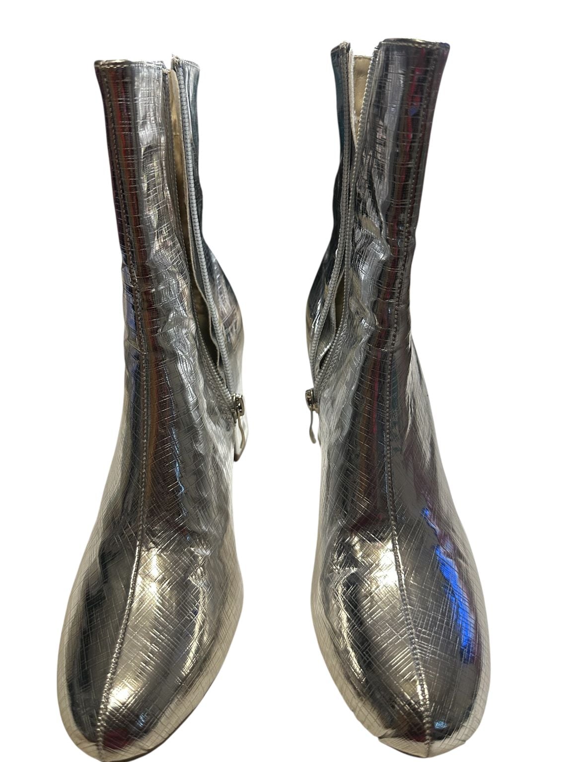 Unbranded Metallic Silver Ankle Boots Size 36 Block Heel 2
