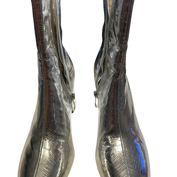 Unbranded Metallic Silver Ankle Boots Size 36 Block Heel