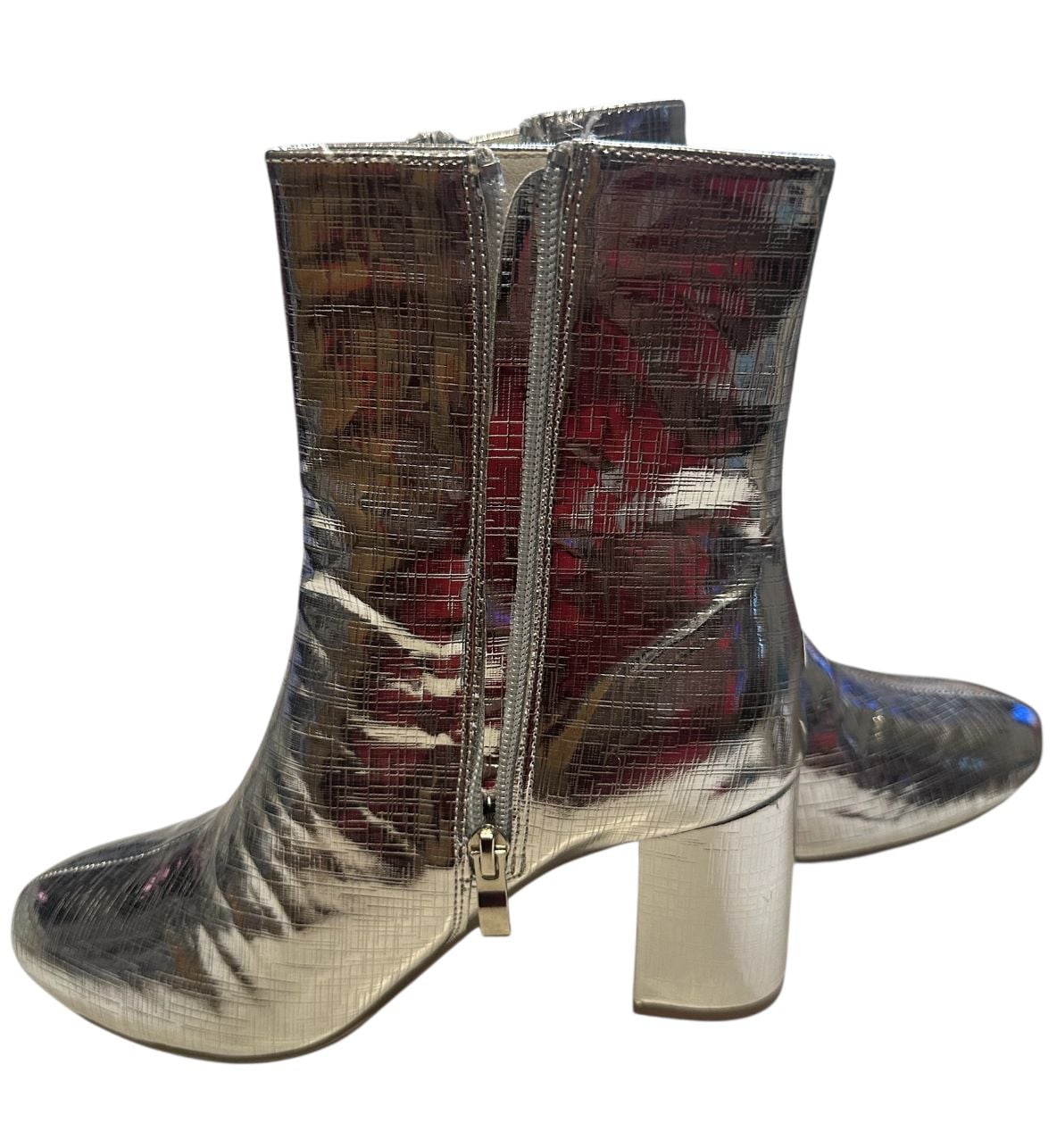Unbranded Metallic Silver Ankle Boots Size 36 Block Heel 4