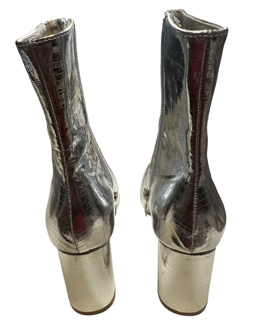 Unbranded Metallic Silver Ankle Boots Size 36 Block Heel 5
