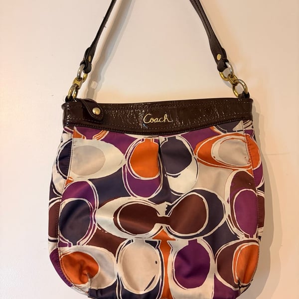 Coach Ashley Scarf Print Hippie Shoulder Bag F20016 Multicolor