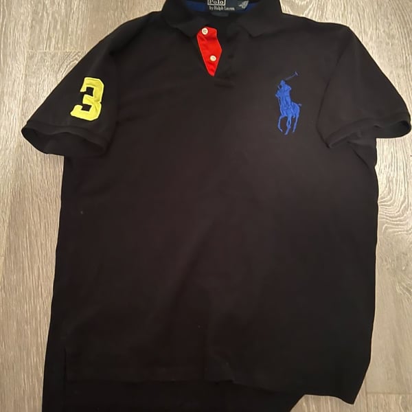 Polo Ralph Lauren Big Pony Polo Shirt Size L Black Red Blue 3