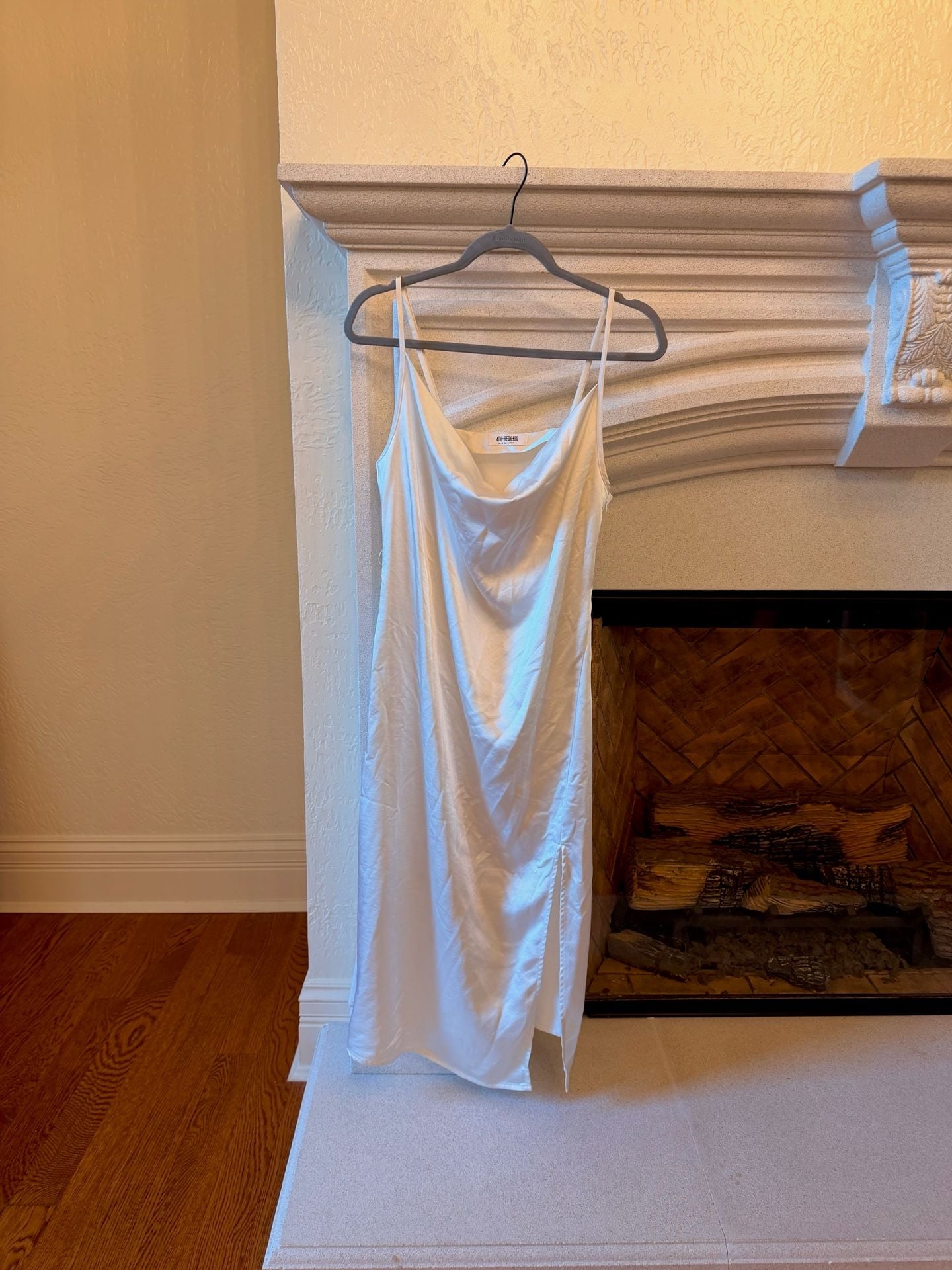 4th & Reckless Satin Cowl Neck Midi Dress Size US L White Slip 2