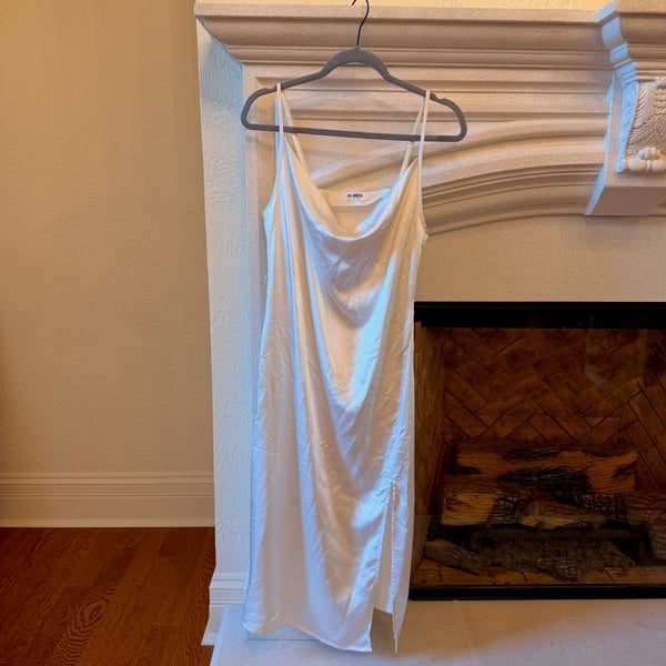 4th & Reckless Satin Cowl Neck Midi Dress Size US L White Slip