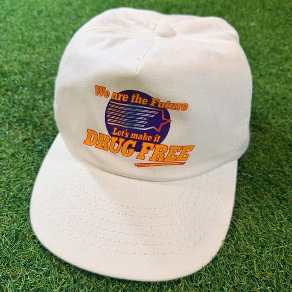 Vintage We Are The Future Drug Free White Snapback Trucker Hat