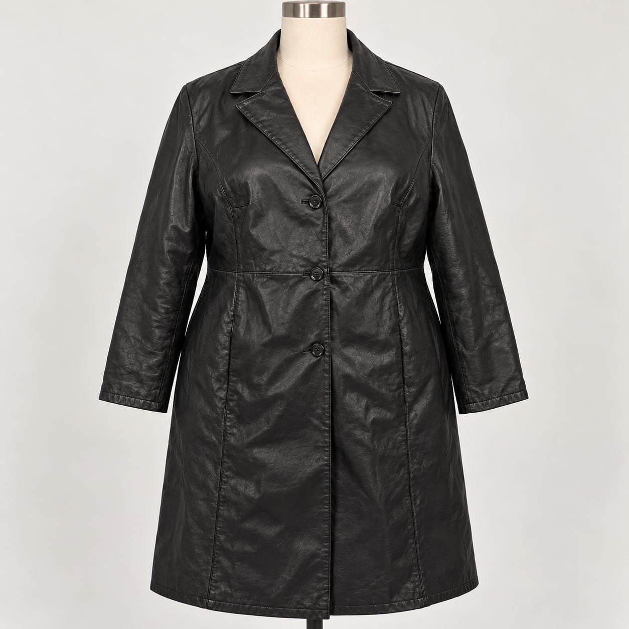 John Paul Richard Black Genuine Leather Coat Women 22 Plus Size Y2K 2