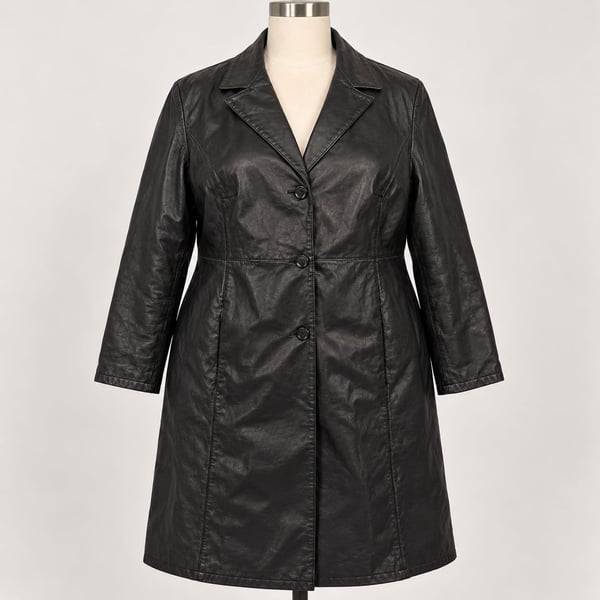 John Paul Richard Black Genuine Leather Coat Women 22 Plus Size Y2K