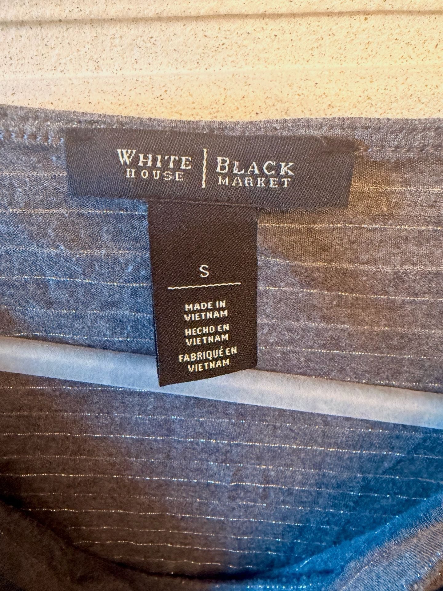 White House Black Market Cowl Neck Top Size S Gray Striped Ruched Blouse 5