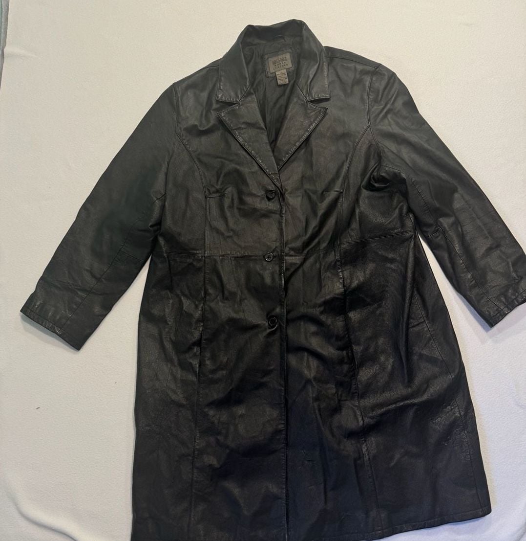 John Paul Richard Black Genuine Leather Coat Women 22 Plus Size Y2K 9