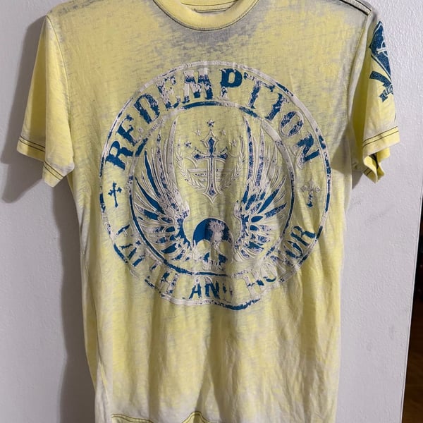 Y2K Vtg Raw State Redemption Live Free Graphic burnout T-Shirt  mens small
