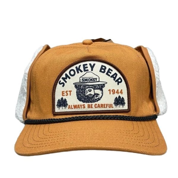 Smokey Bear Sherpa Snapback Hat Tan (NWT)