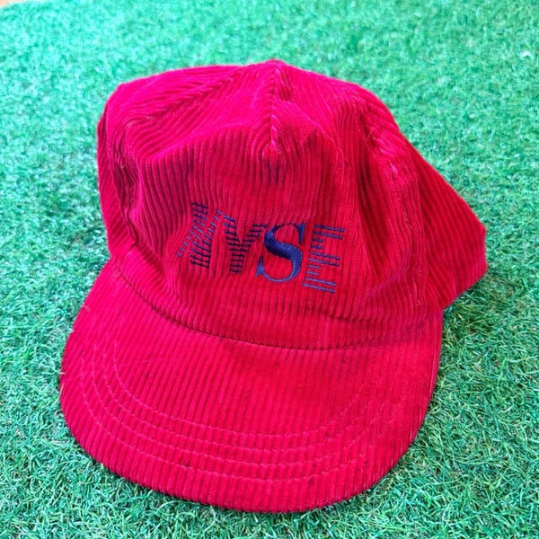 NYSE Snapback Corduroy Hat One Size Red Vintage Embroidered