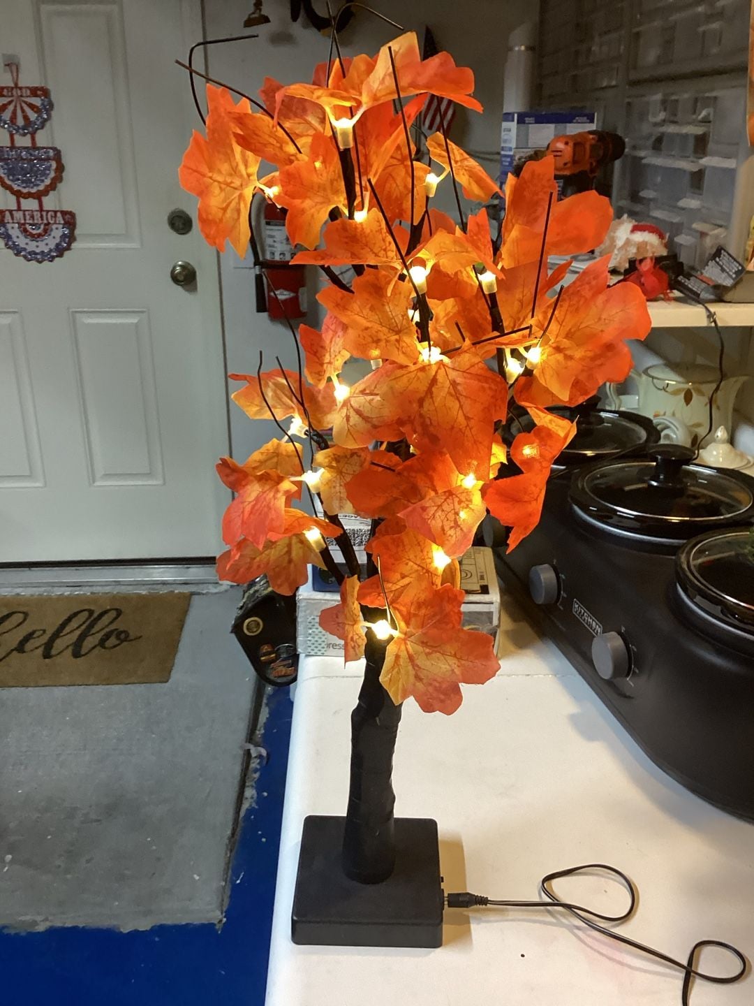 Lighted Maple Tree Tabletop Fall Autumn Decor LED 24 Inch 1