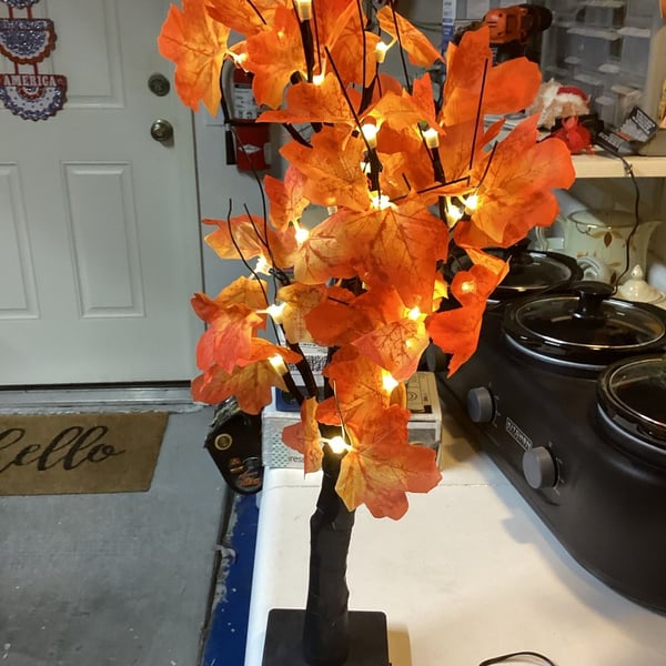 Lighted Maple Tree Tabletop Fall Autumn Decor LED 24 Inch