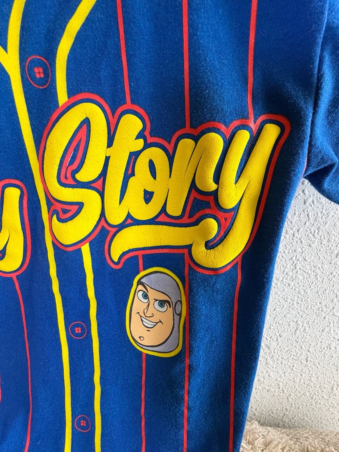 Disney Toy Story Baseball Jersey Size 4 Blue Woody Buzz Lightyear 3