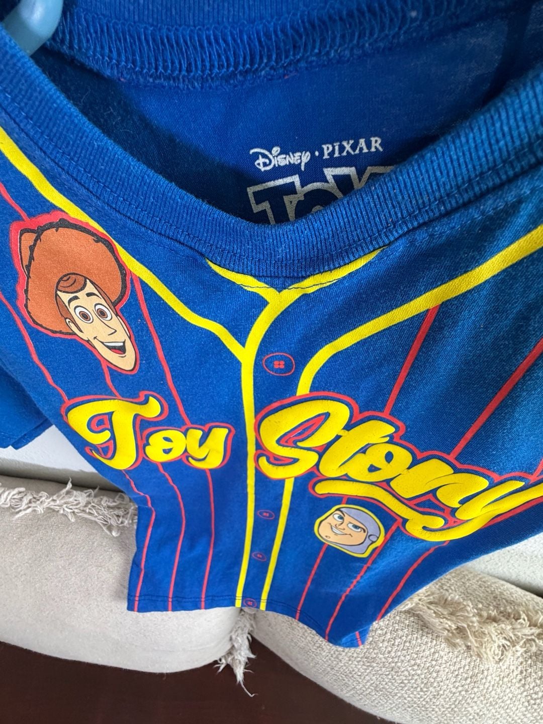 Disney Toy Story Baseball Jersey Size 4 Blue Woody Buzz Lightyear 4