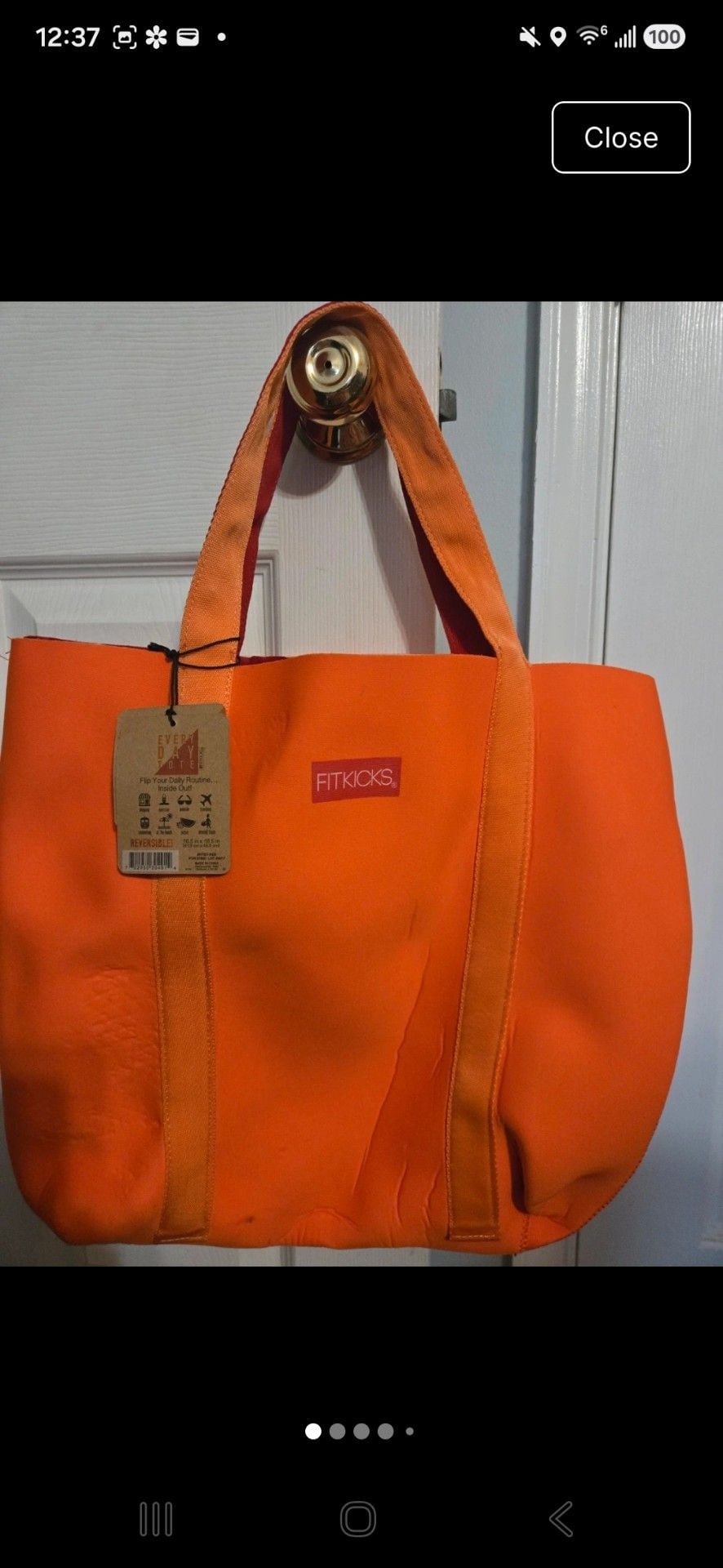 FITKICKS Every Day Tote Orange Red Reversible Bag 2