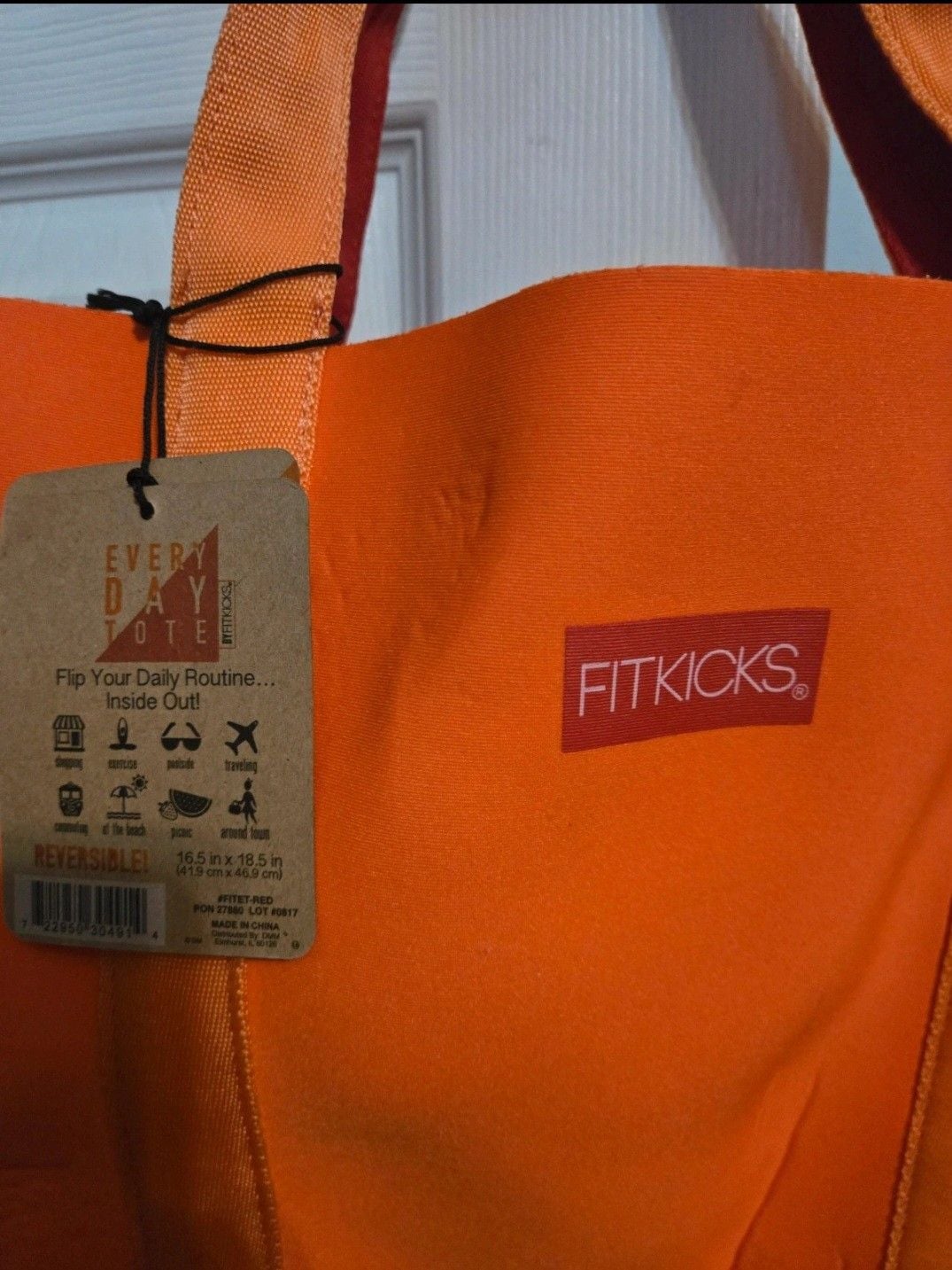 FITKICKS Every Day Tote Orange Red Reversible Bag 3