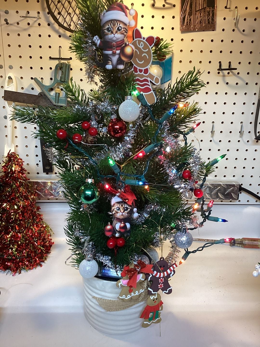 Decorated Mini Christmas Tree with Ornaments and Lights 1