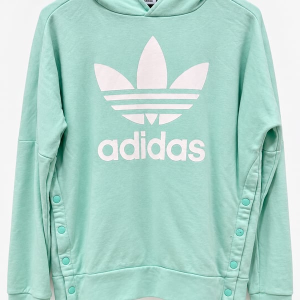 Adidas Originals Girls Youth L 13-14 Mint Green Trefoil Side Snap Hoodie