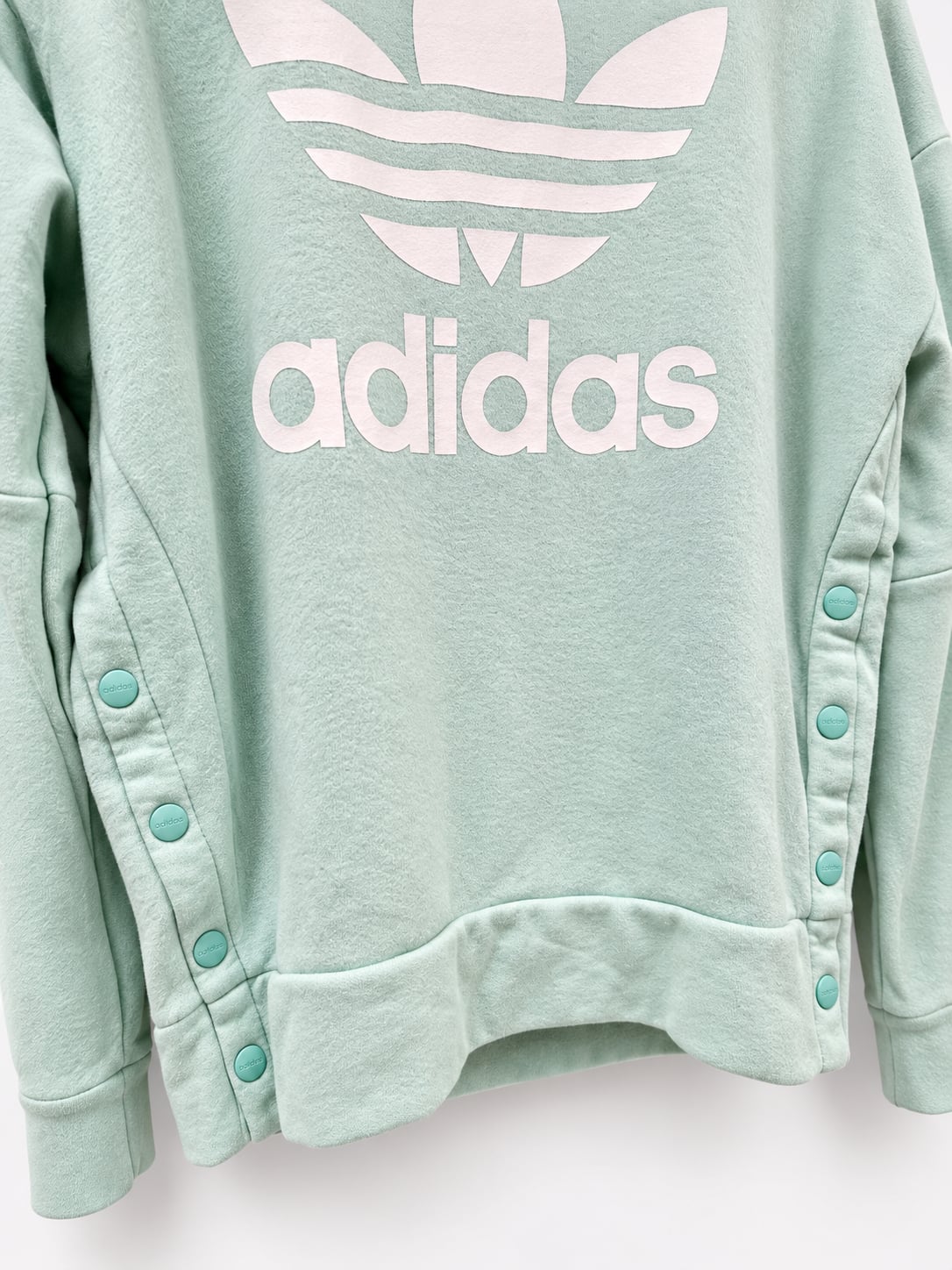 Adidas Originals Girls Youth L 13-14 Mint Green Trefoil Side Snap Hoodie 7