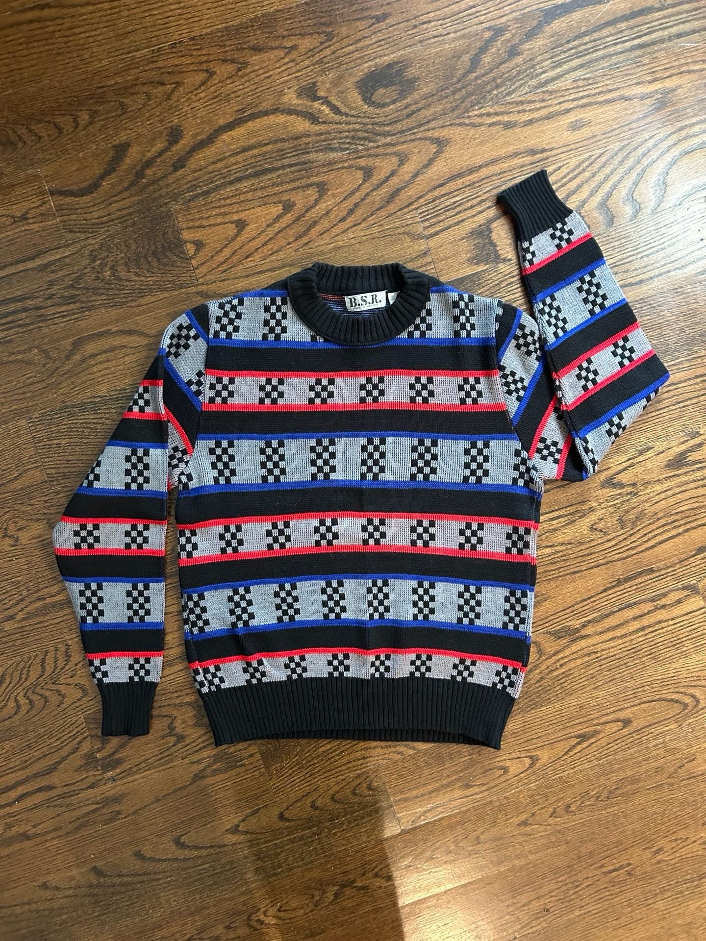 Vintage 90s B.S.R. Geometric Pattern Sweater Size M 2
