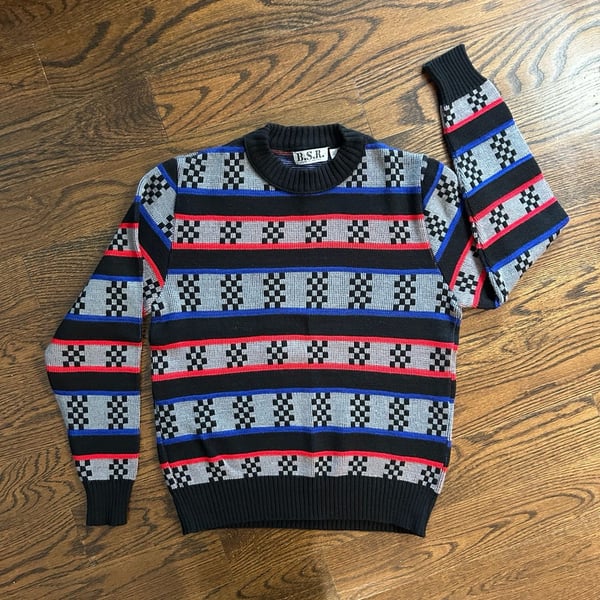 Vintage 90s B.S.R. Geometric Pattern Sweater Size M 