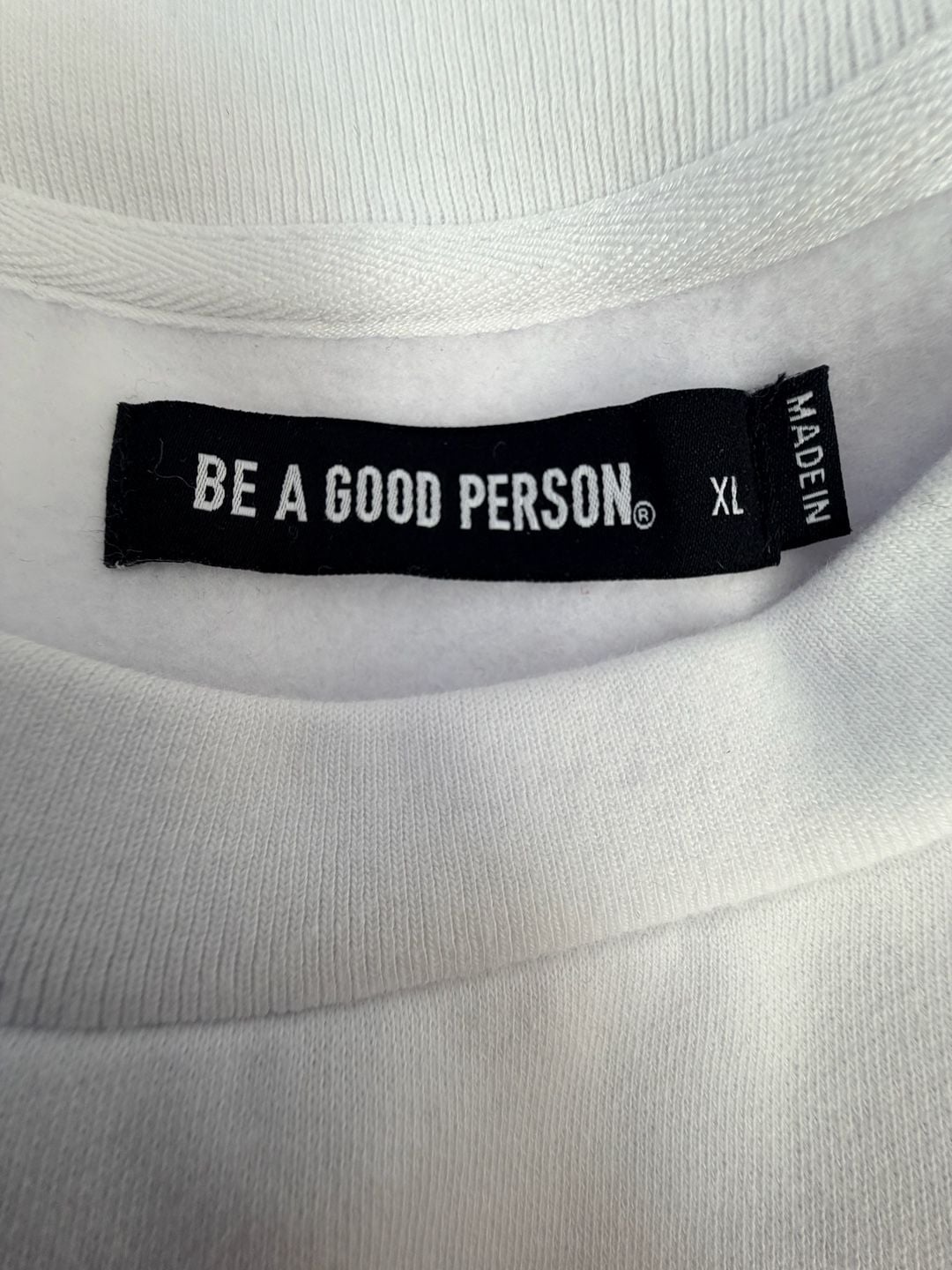 Be A Good Person Sweatshirt White Blue Gold Arc Logo Pullover Size: XL New 6