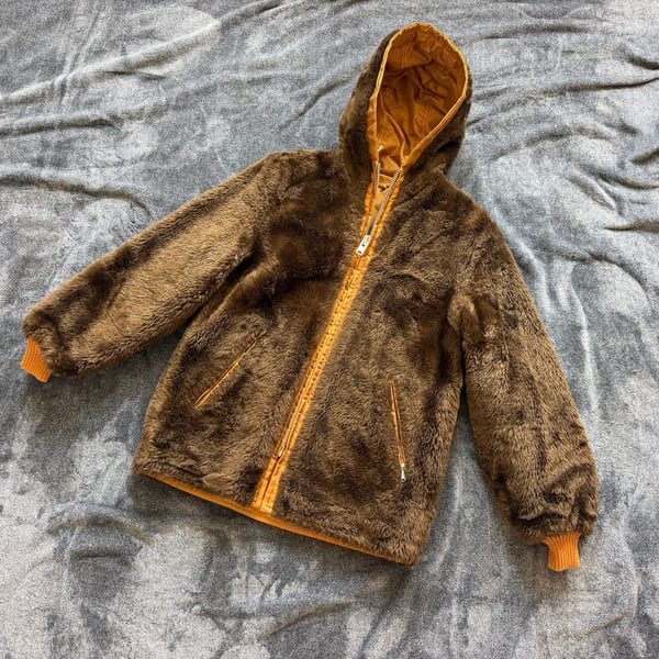 50s Reversible Pile Grizzly Hooded Work Jacket Talon - M