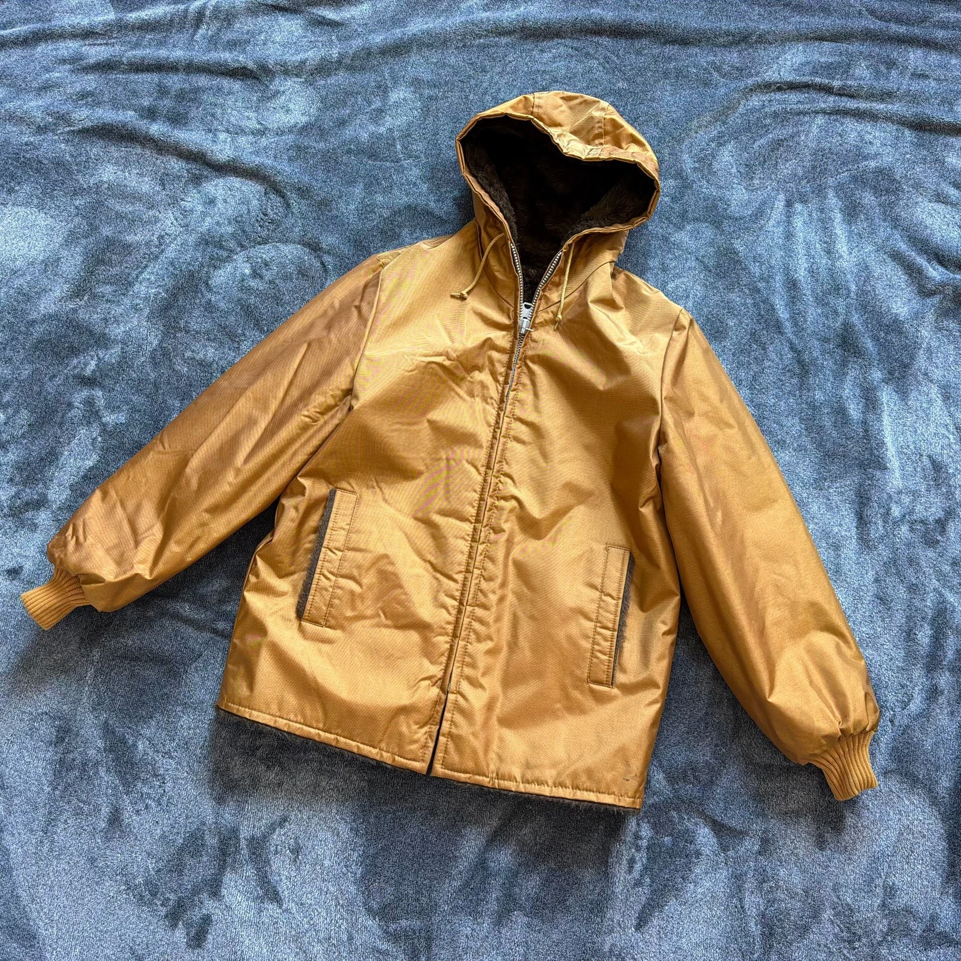 50s Reversible Pile Grizzly Hooded Work Jacket Talon - M 7