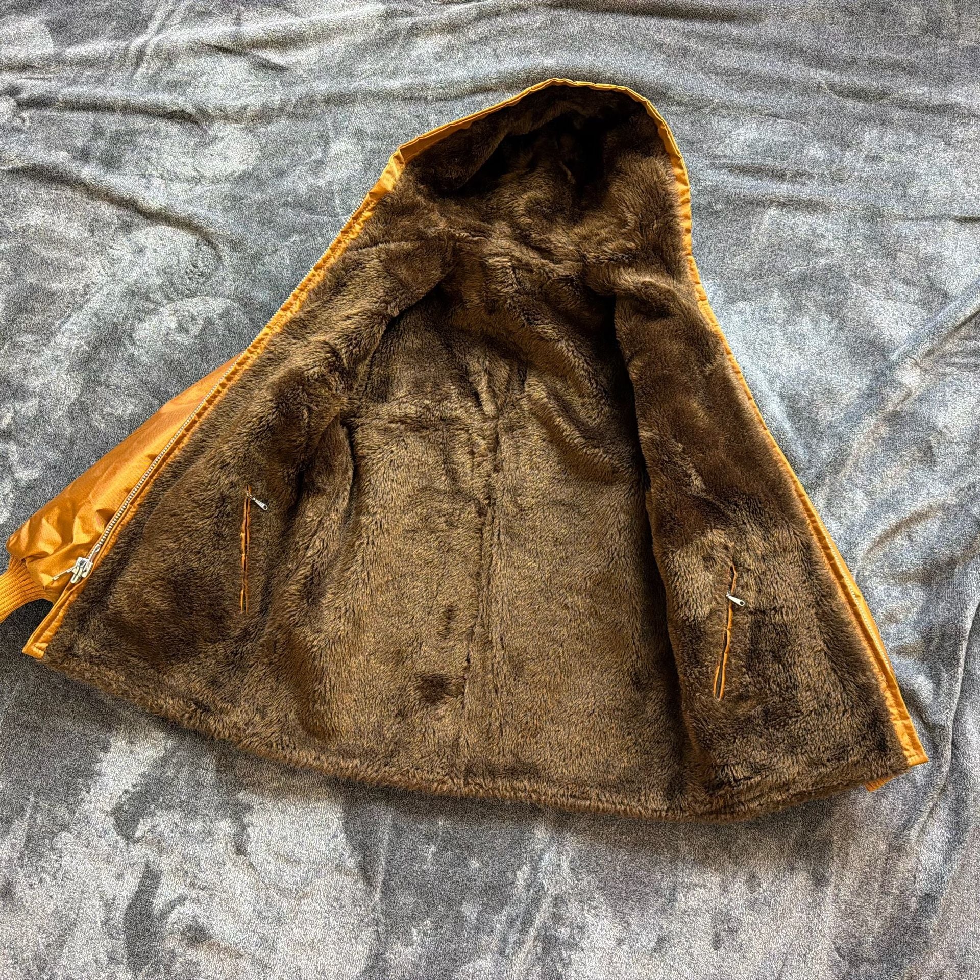 50s Reversible Pile Grizzly Hooded Work Jacket Talon - M 15