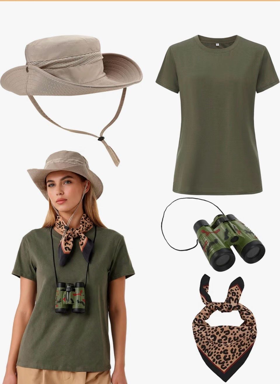 Halloween Party Seaquria Safari Outfit 4-Piece Set Size XL Green New 1