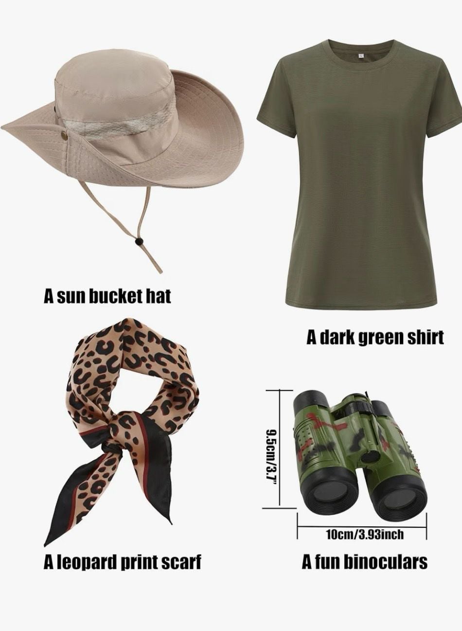 Halloween Party Seaquria Safari Outfit 4-Piece Set Size XL Green New 2