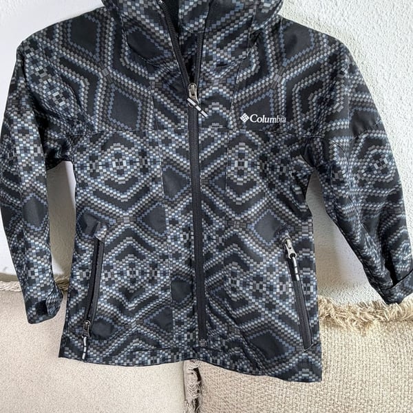 Columbia Bugaboo Interchange KIDS Jacket Size XXS 4/5 Black Geometric Omni-Heat
