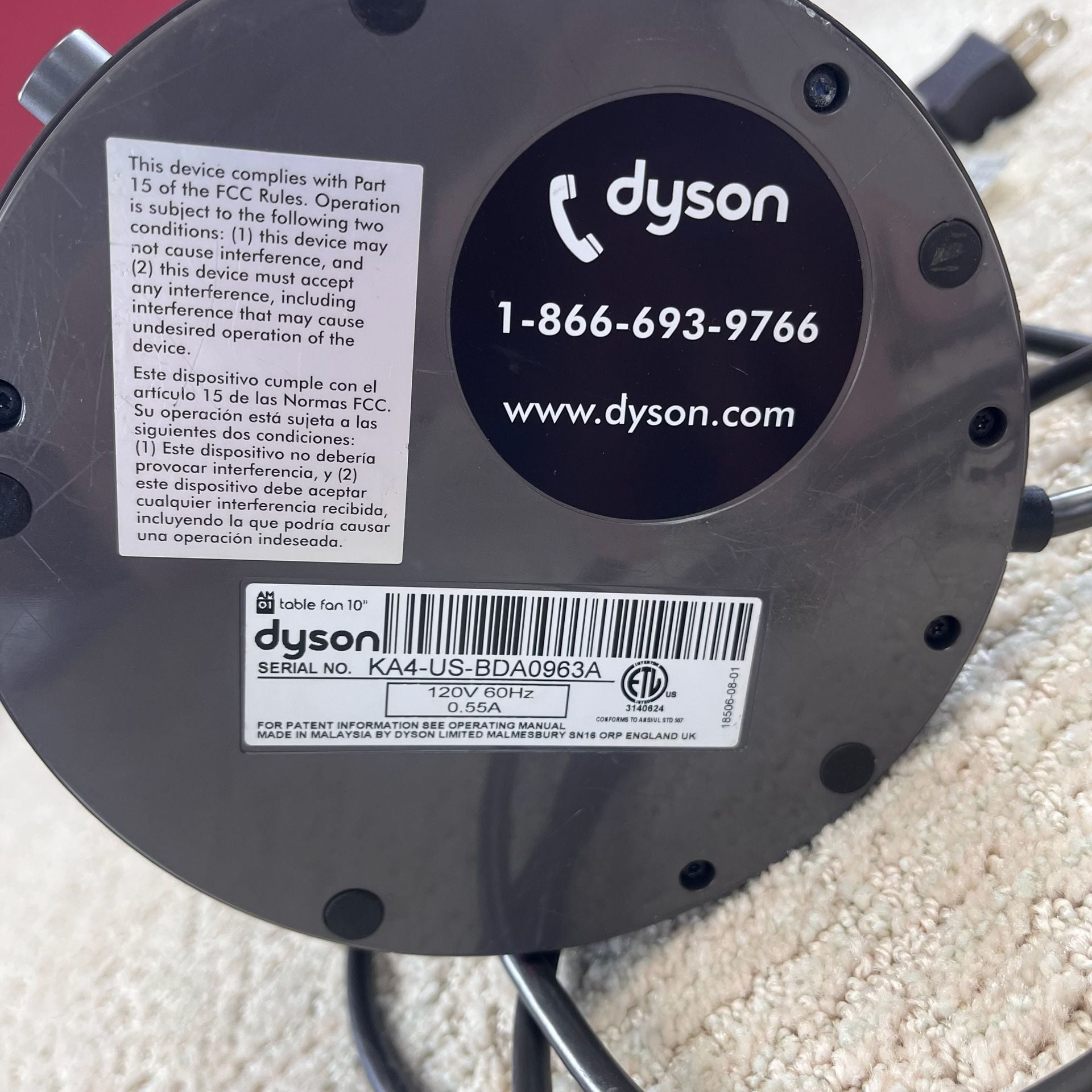 Dyson AM01 Air Multiplier Desk Fan Satin Blue Iron 10 Inch 8