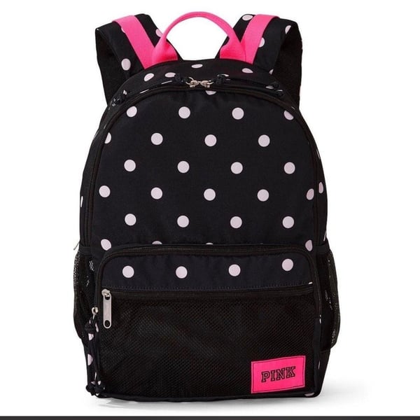 Victoria's Secret Pink Campus Backpack Black Polka Dot