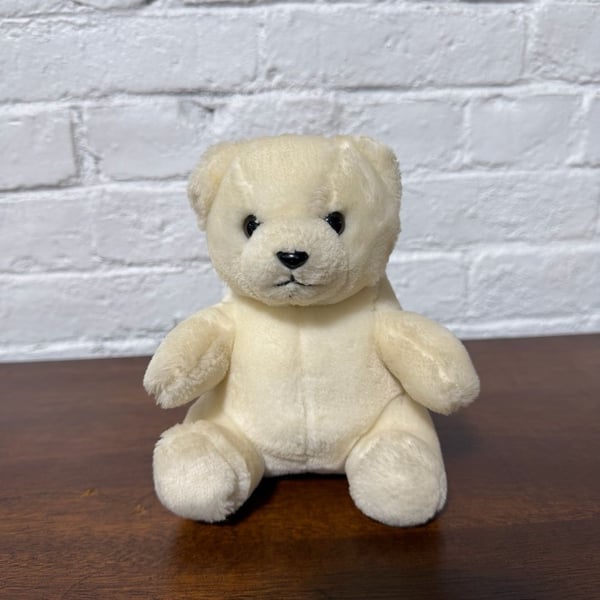 Vintage 1985 White Polar Teddy Bear Plush Stuffed Animal Toy 8 Tall