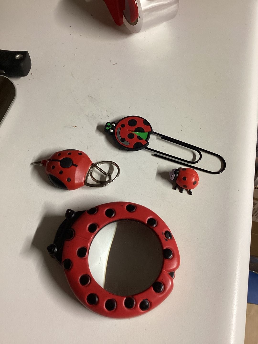 Ladybug Theme Accessories Bundle Mirror Keychain Bookmark Miniature Set 1