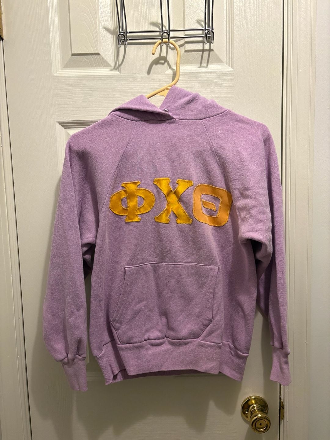 Phi Chi Theta Hoodie Purple Chenille Letters 2