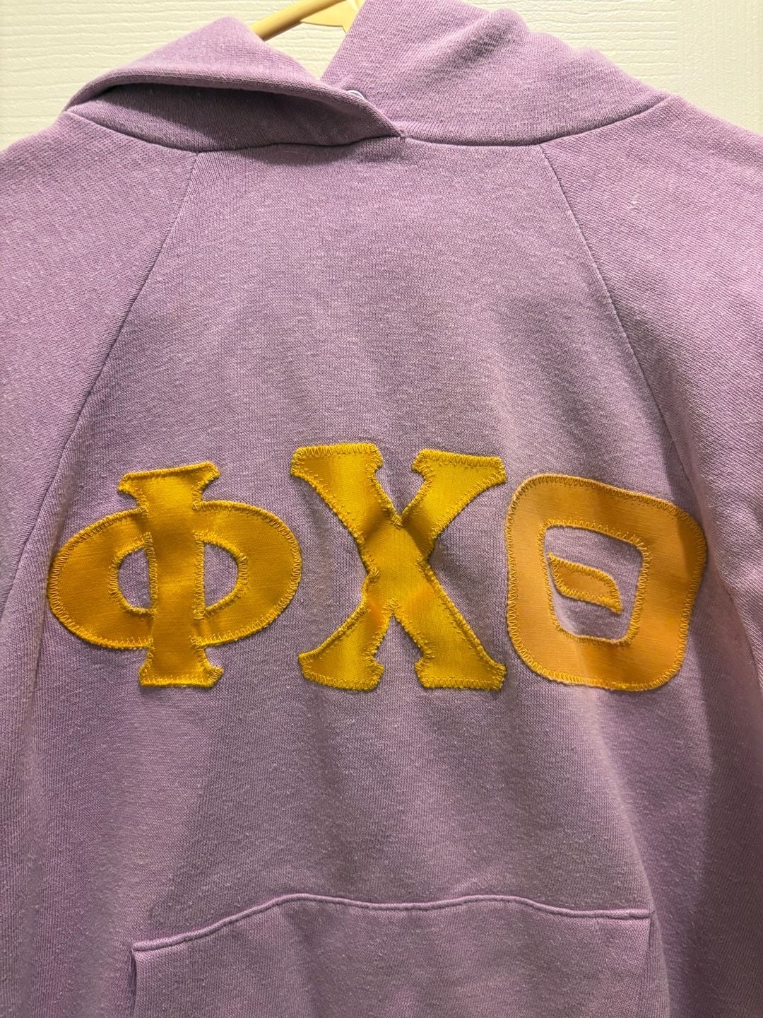 Phi Chi Theta Hoodie Purple Chenille Letters 3
