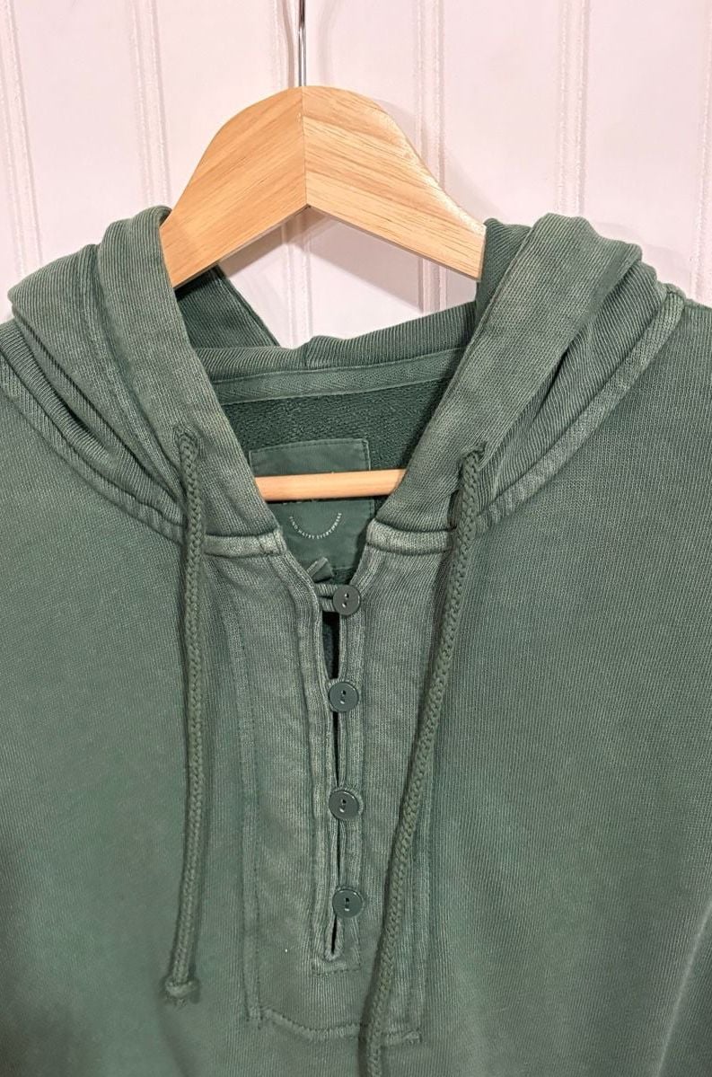 Aerie Henley Hoodie Size XS Green Cotton Slouchy Pullover 4